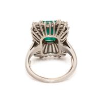 PLATINUM, EMERALD, AND DIAMOND BALLERINA RING