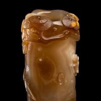 Two Chinese Carved Agate Brushpots, Bitong 瑪瑙筆筒兩件
