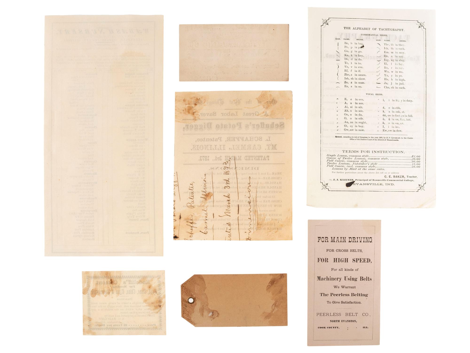 [ADVERTISING]. A group of 19th-century broadsides, handbills, and other advertising-elated ephemera.