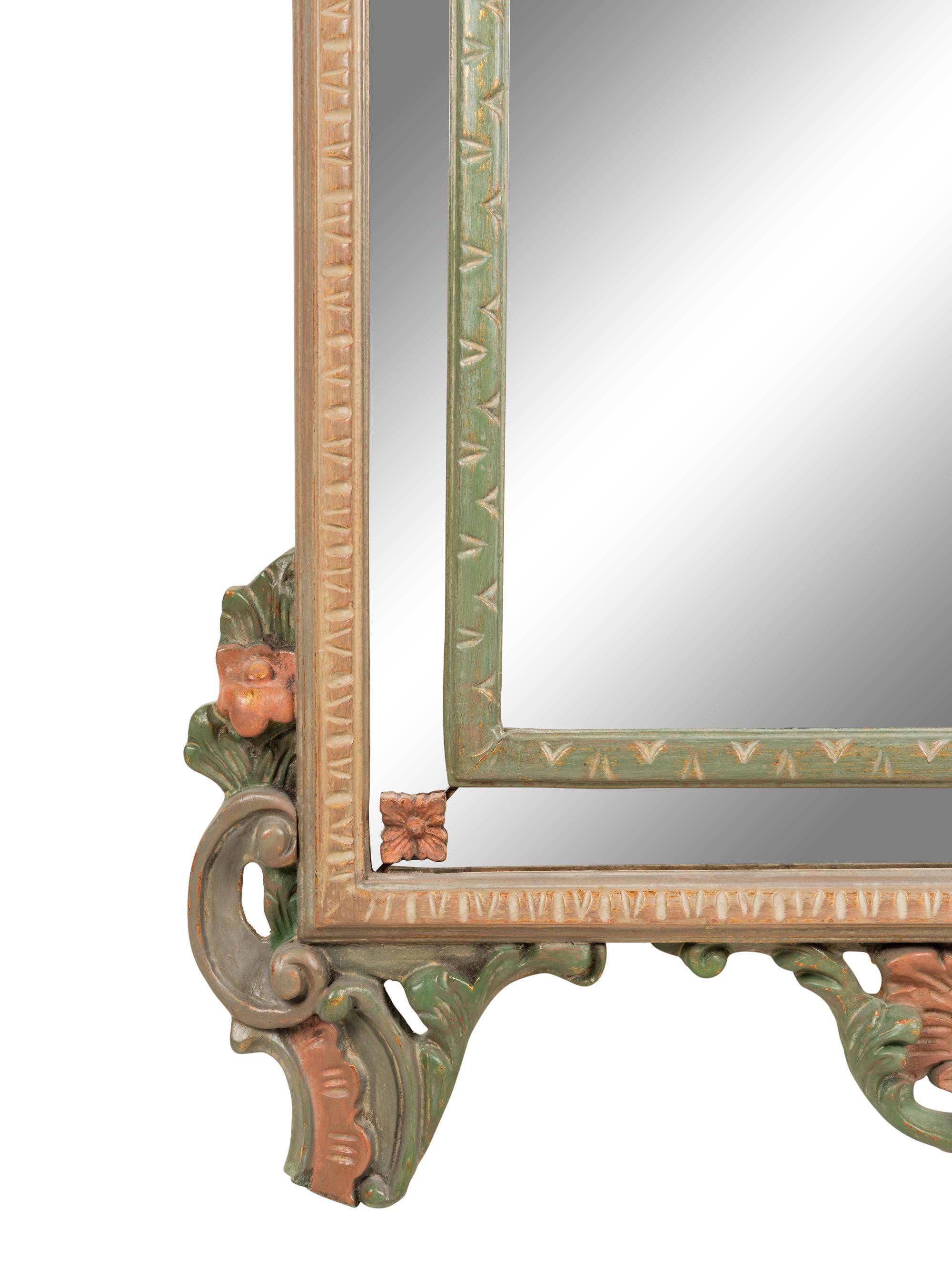 An Italian Polychrome Decorated Mirror