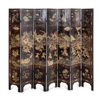 A Chinese Export "Coromandel" Lacquer Seven-Panel Screen