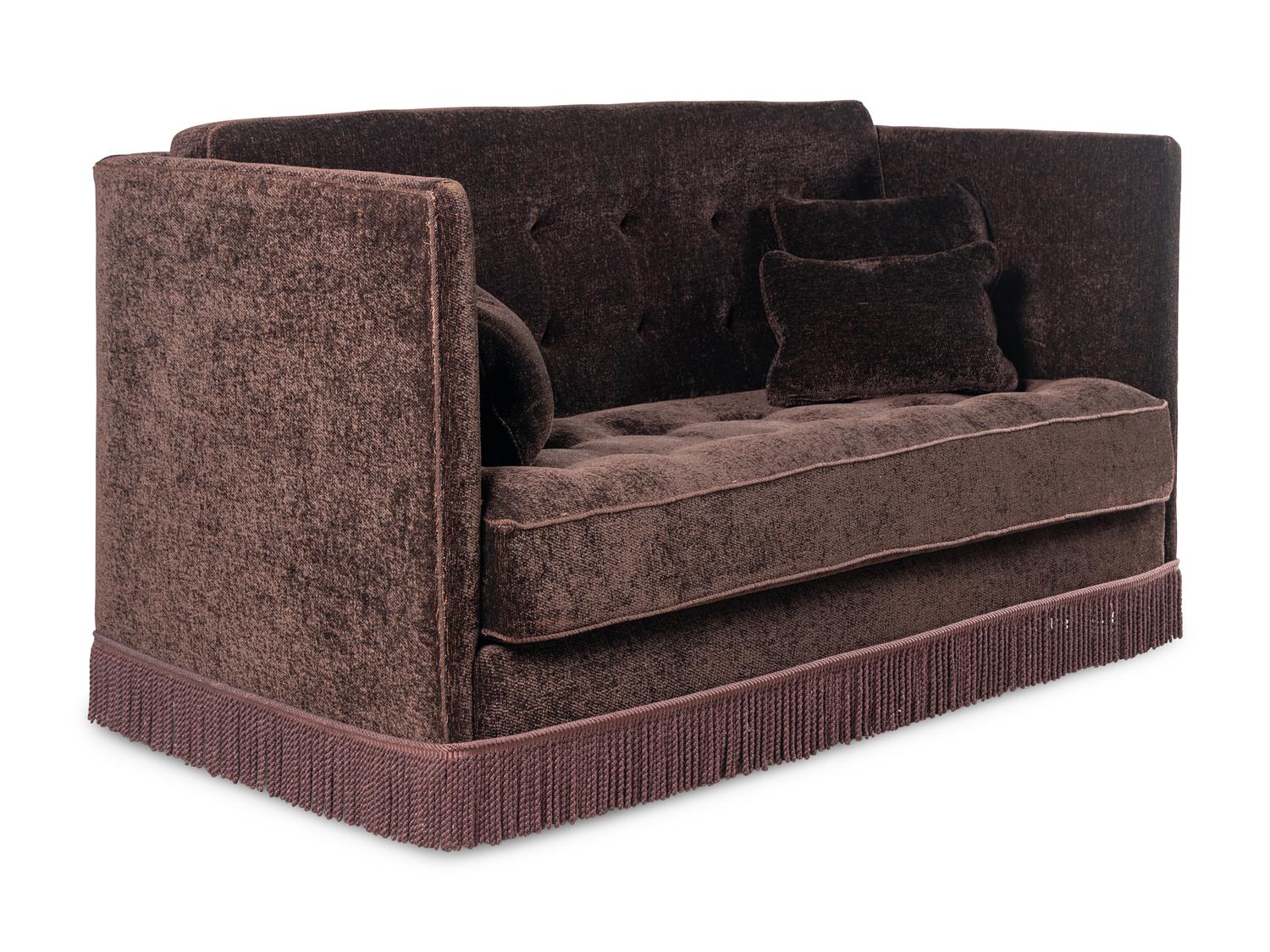 A Custom Tweed-Upholstered Sofa with Bullion Fringe
