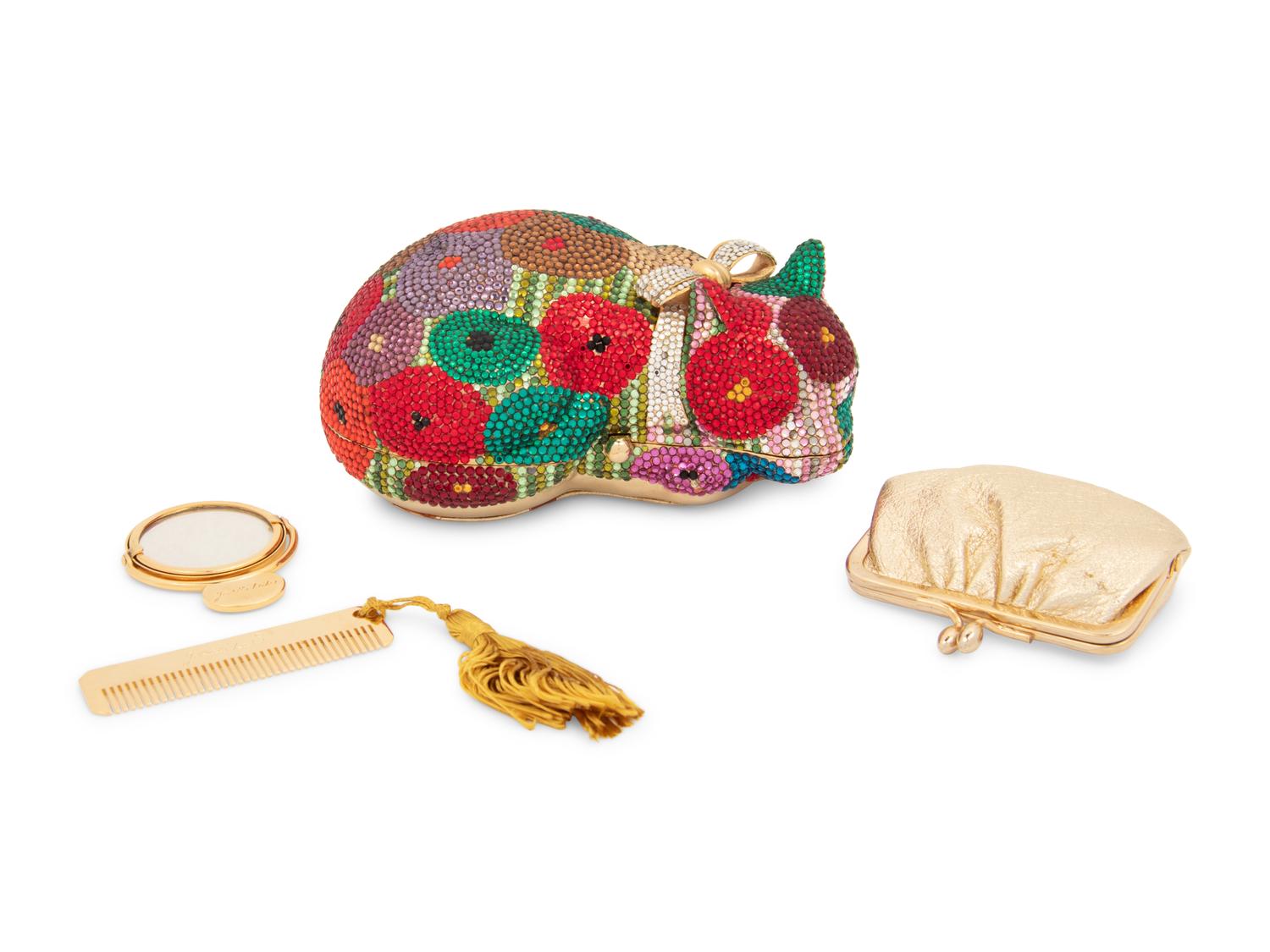Judith Leiber Floral Sleeping Cat Minaudière, 1984