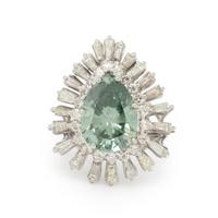 TREATED COLORED DIAMOND, DIAMOND, AND WHITE GOLD RING