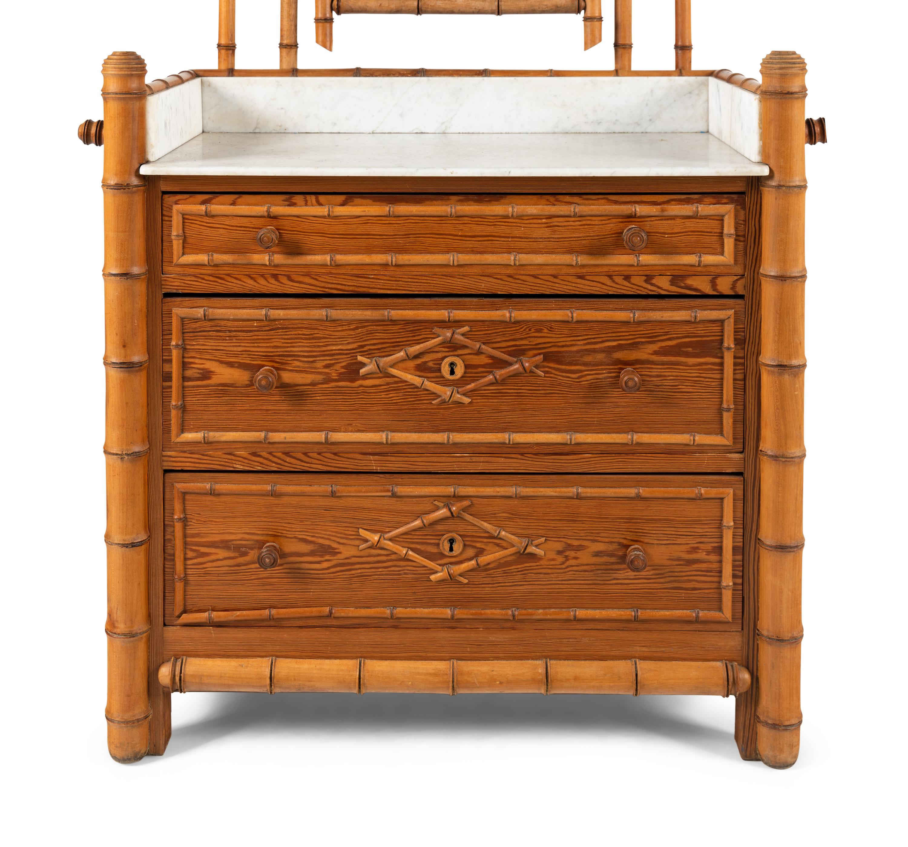 A Faux Bamboo and Maple Marble-Top Dressing Table
