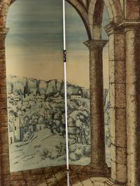 'Portico con Paesaggio' / 'Angolo di Spogliatoio' Folding Screen, c. 1956 Fornasetti Milano, Italy