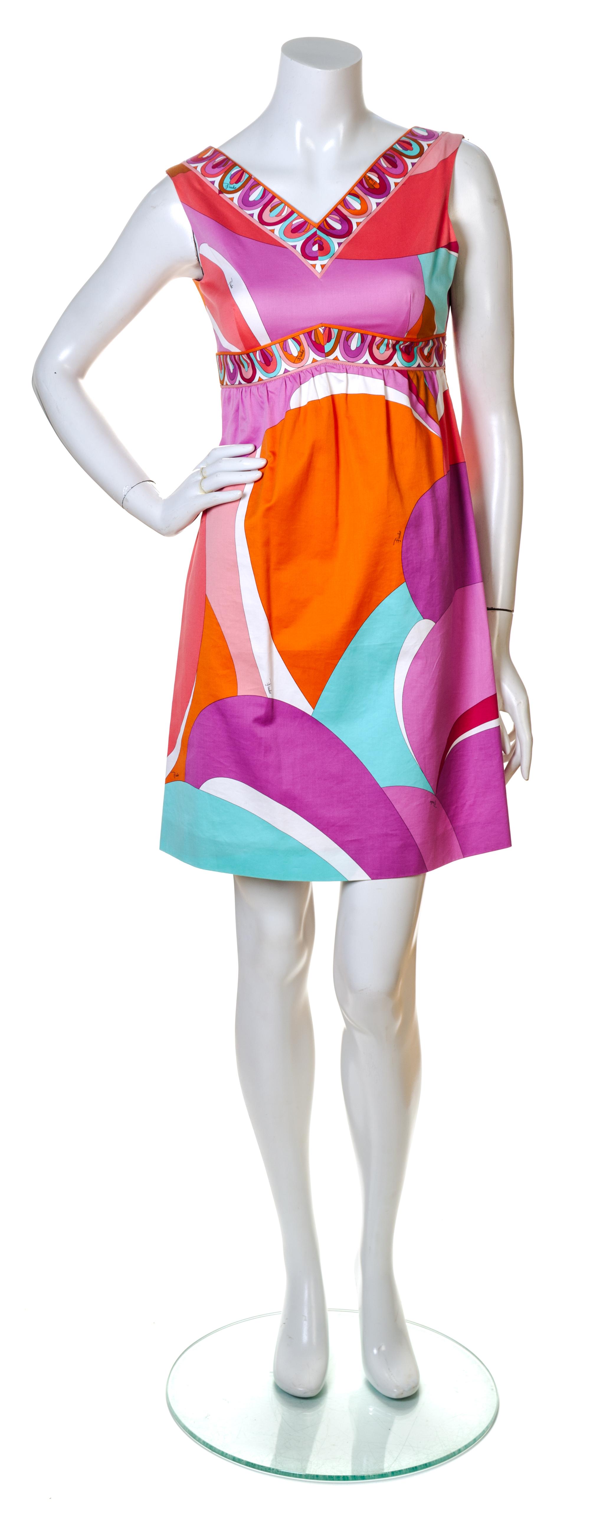 An Emilio Pucci Multicolor Cotton Dress, Size 8.