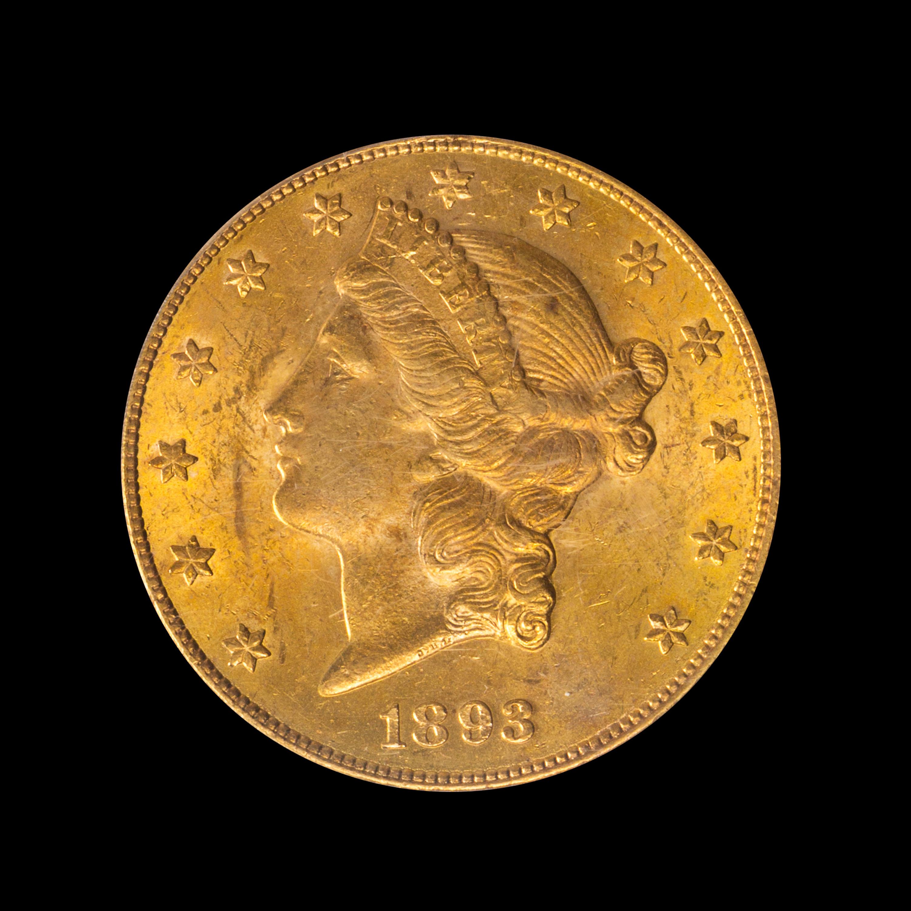 A United States 1893-CC Liberty Head $20 Gold Coin