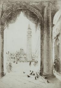 Edgar Chahine, (French, 1874-1947), Venise la Basilica di San Marco,1923