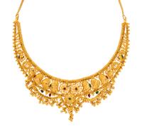HIGH KARAT YELLOW GOLD AND ENAMEL BIB NECKLACE