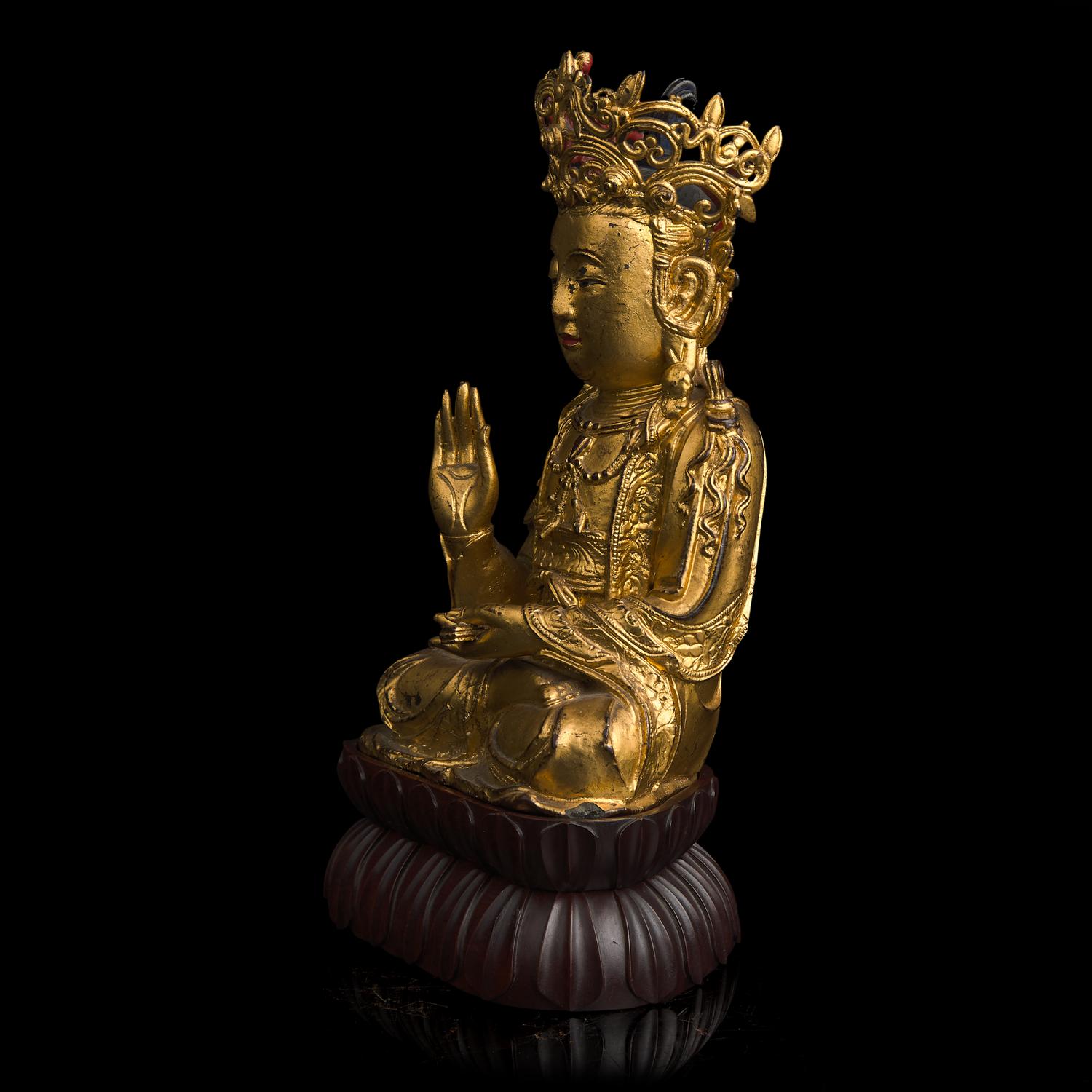 A Gilt-Lacquered Bronze Figure of a Seated Bodhisattva 鎏金銅菩薩坐像