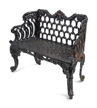 A Victorian Style Black-Painted Cast-Iron Garden Bench