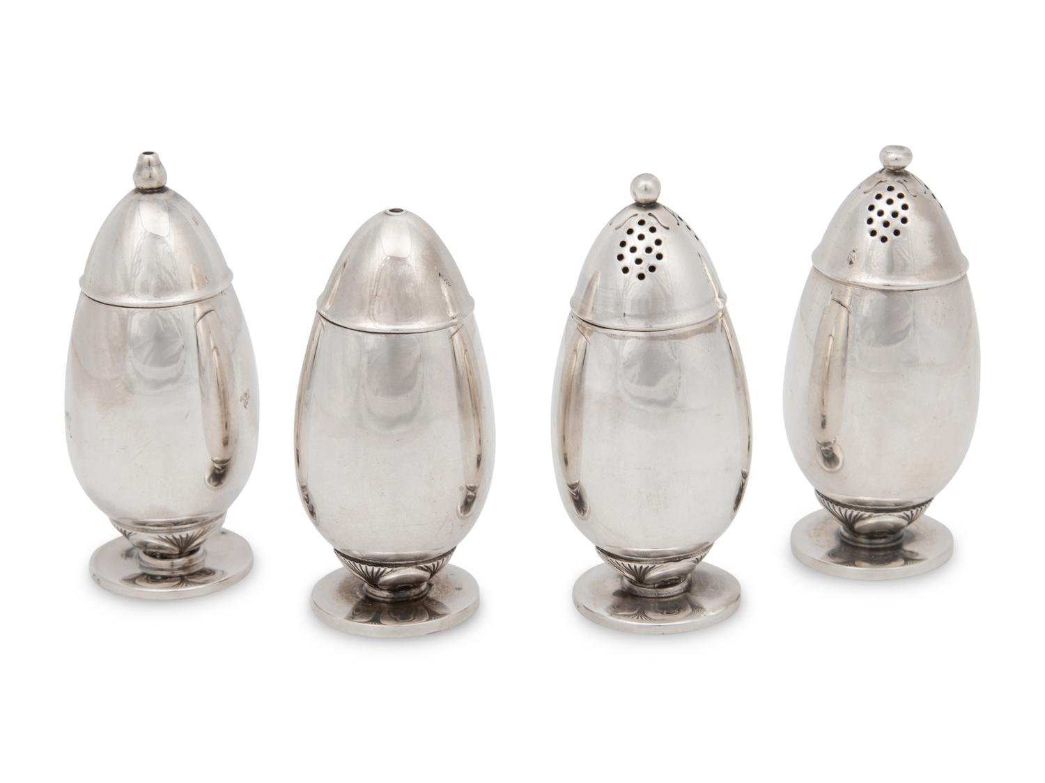 A Set of Four Gundorph Albertus for Georg Jensen Silver Casters