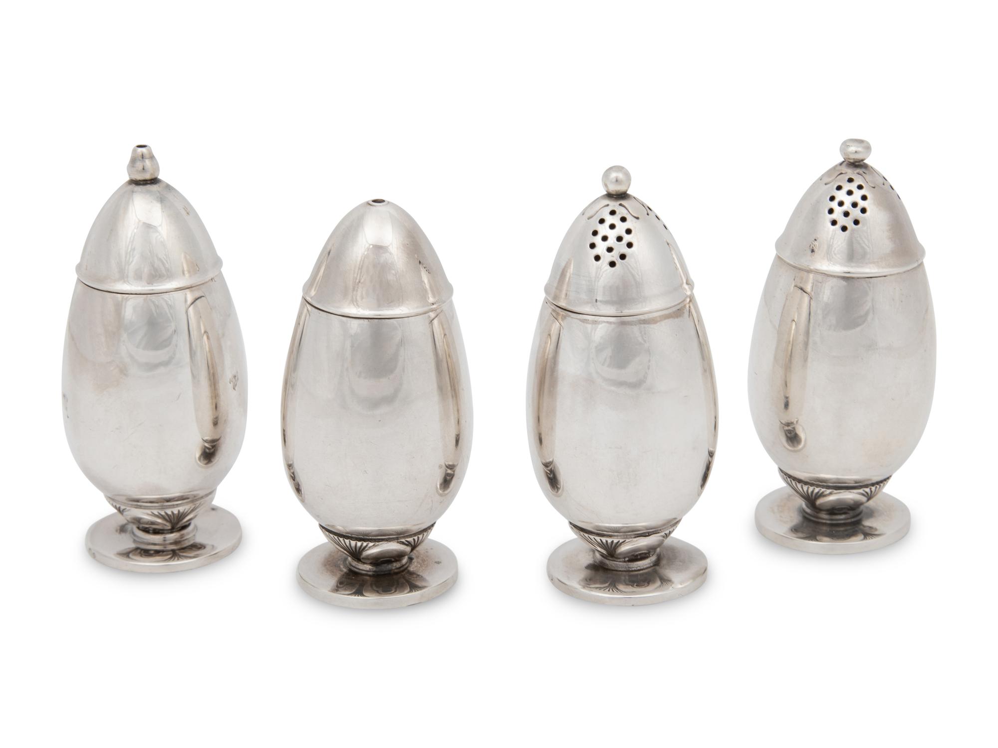A Set of Four Gundorph Albertus for Georg Jensen Silver Casters