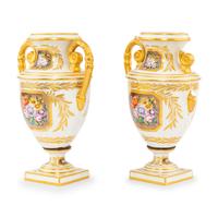 A Pair of Derby Painted Porcelain Vases