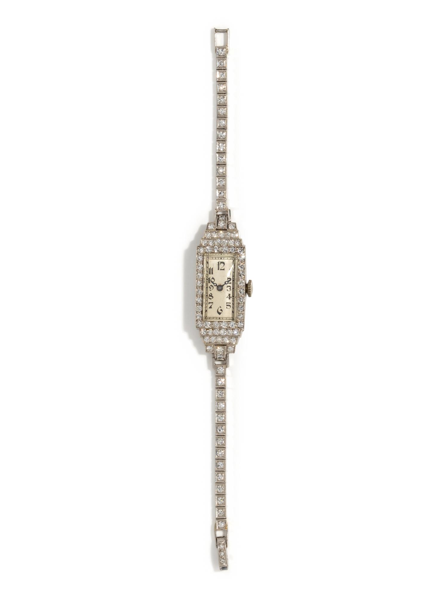 GLYCINE, PLATINUM AND DIAMOND WATCH