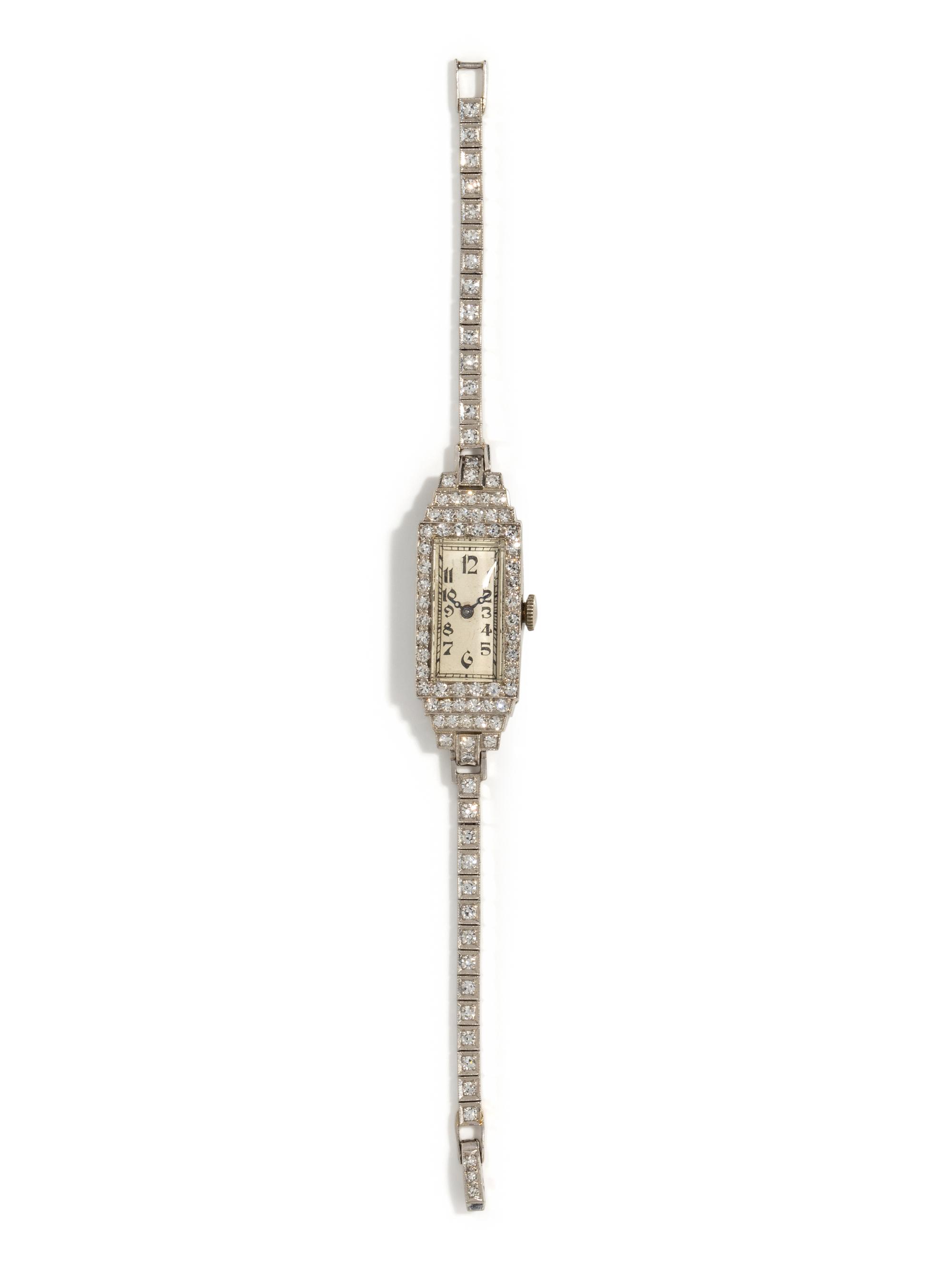 GLYCINE, PLATINUM AND DIAMOND WATCH