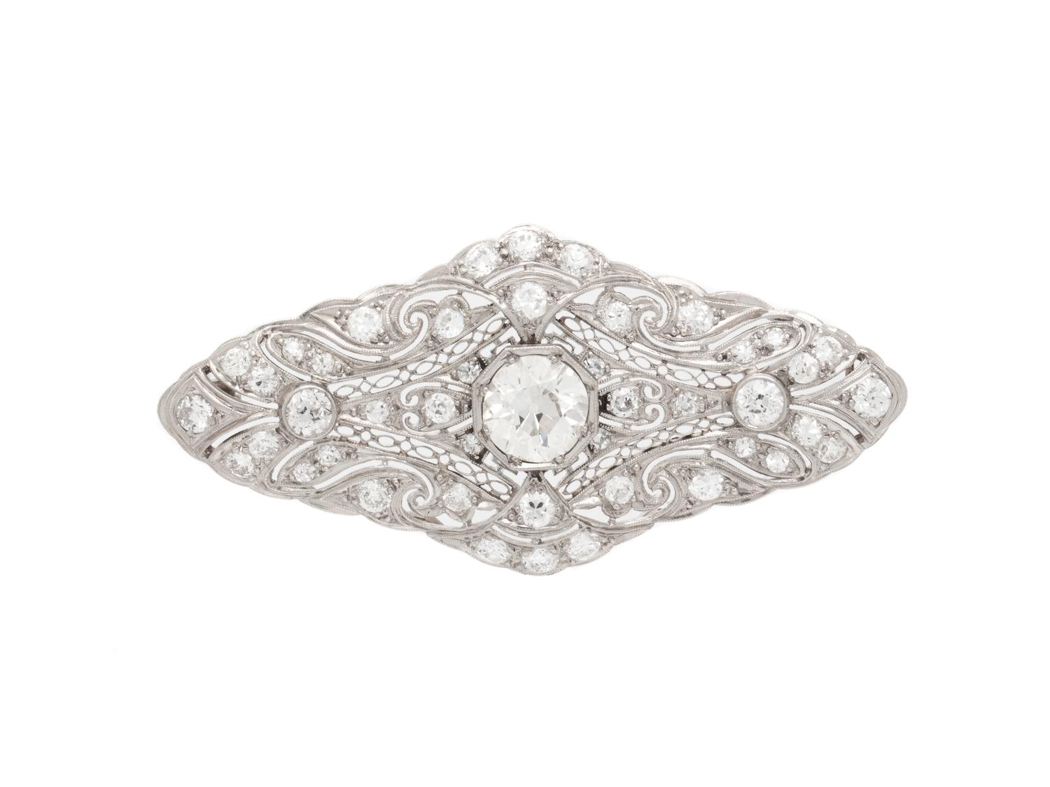 EDWARDIAN, DIAMOND AND PLATINUM BROOCH