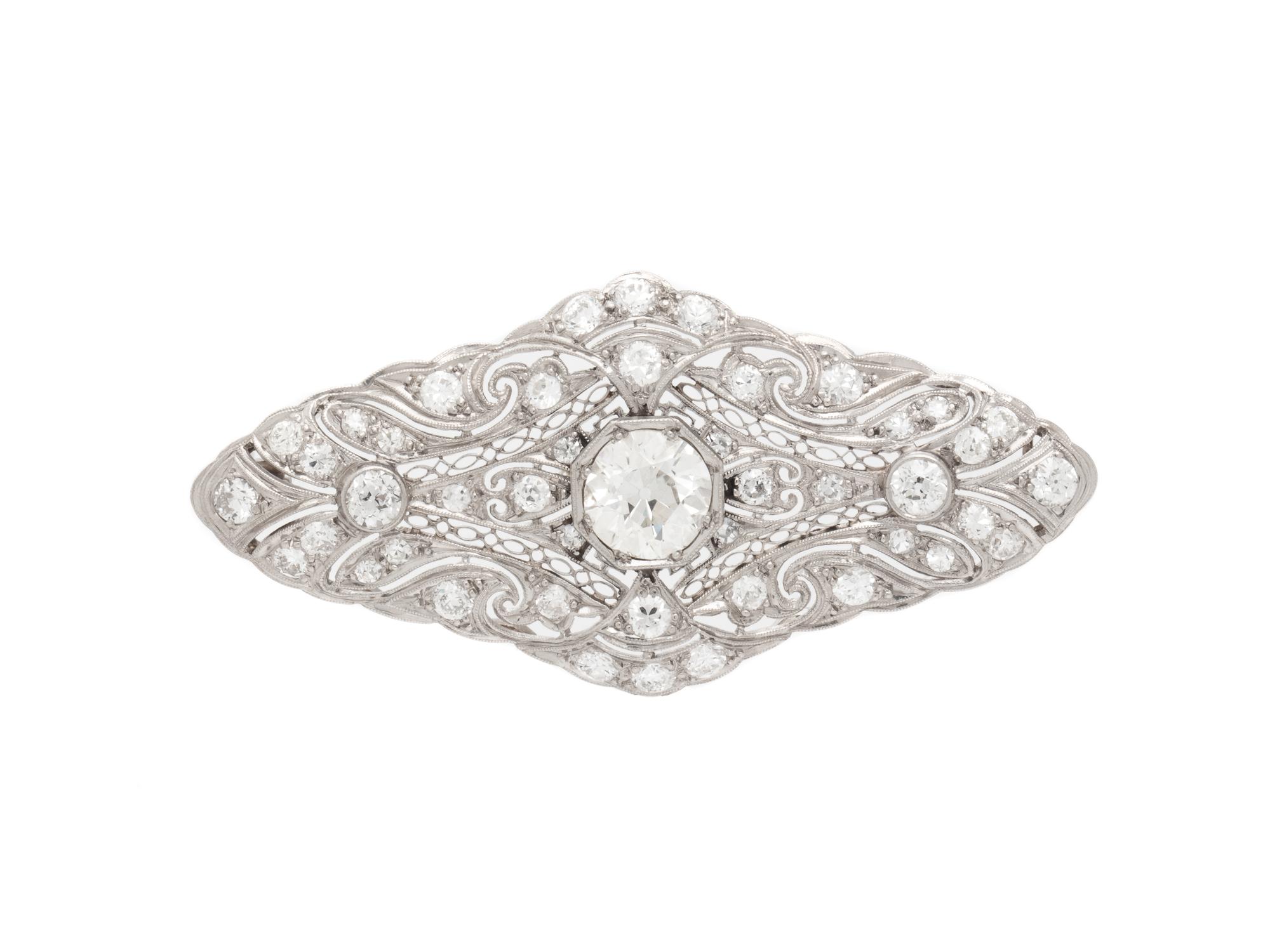 EDWARDIAN, DIAMOND AND PLATINUM BROOCH