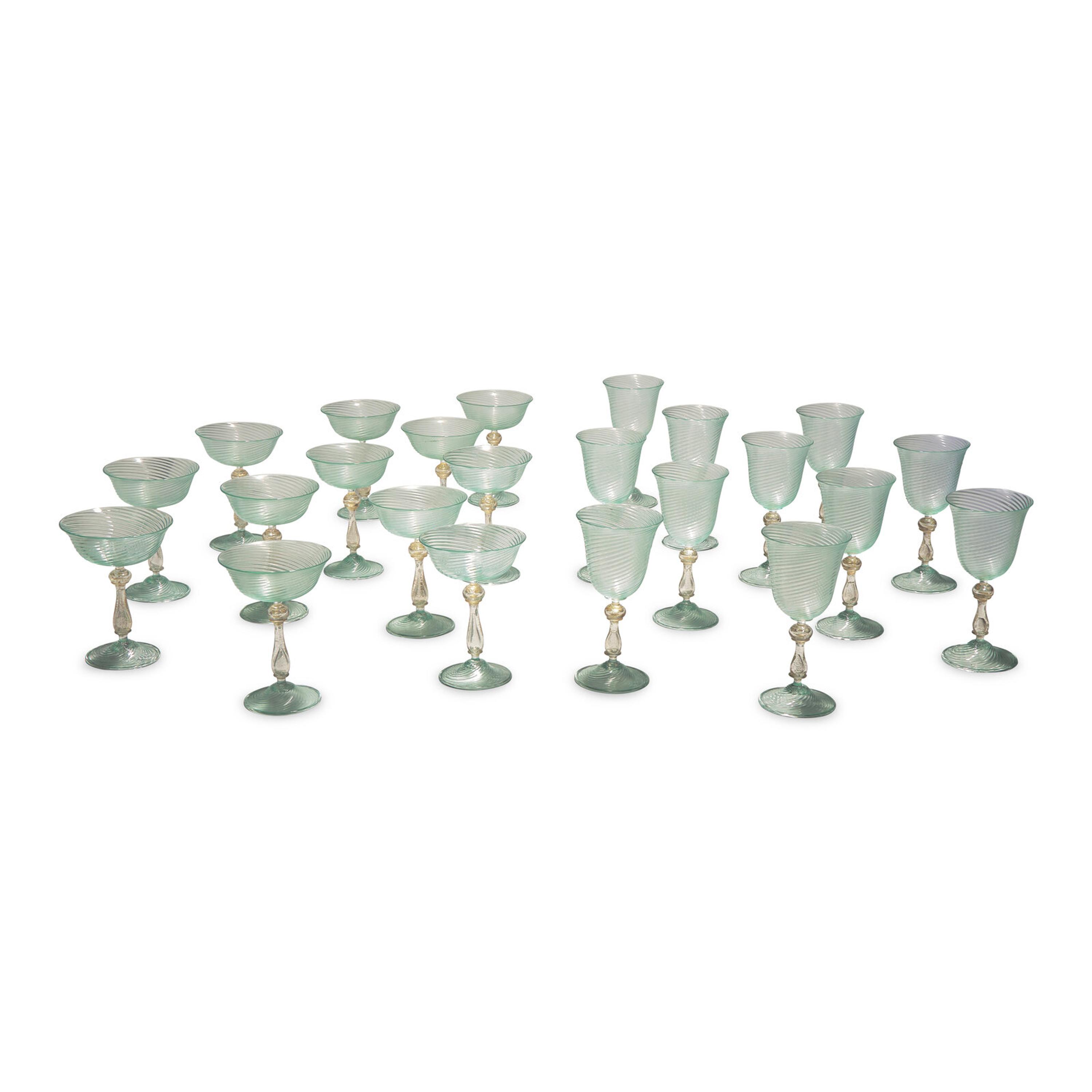 A Venetian Glass Stemware Service