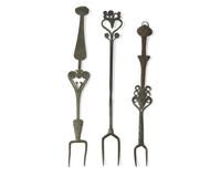 A Group of Three Wrought Iron or Steel Forks, French 18th Century