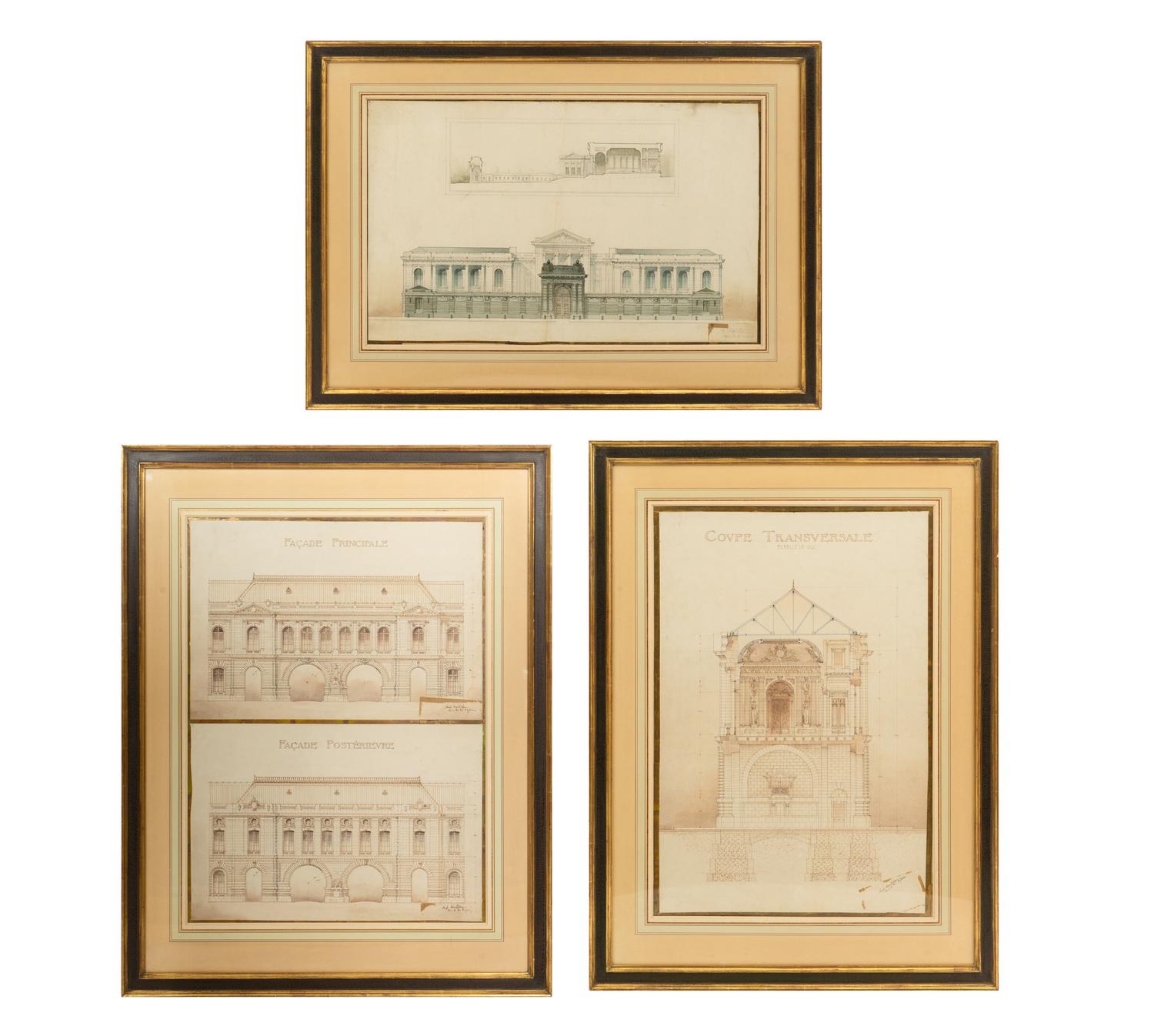 Three Elevations of Beaux Arts Buildings, Paris