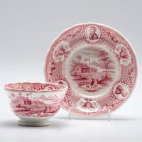 William Henry Harrison, 1840 Log Cabin Pattern Cup & Saucer