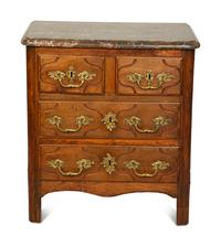A Régence Walnut Marble-Top Side Commode