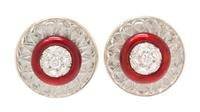 A Pair of 18 Karat Yellow Gold, Platinum, Rock Crystal, Diamond, and Enamel Earclips, David Webb, 24.20 dwts.