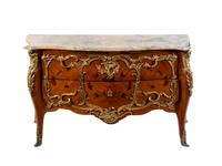 A Louis XV Style Gilt Bronze Mounted Kingwood and Marquetry Commode — EARLY 19TH CENTURY