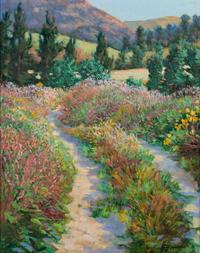 Two Works: Lowland Pathway, Wyoming and Flowers with Ginger Jar