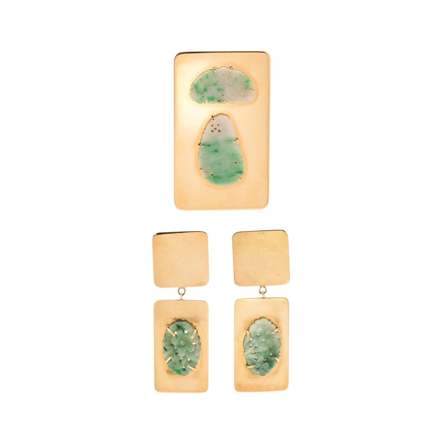 YELLOW GOLD AND JADE SET