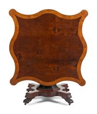 An American Classical Mahogany and Birdseye Maple Tilt-Top Table