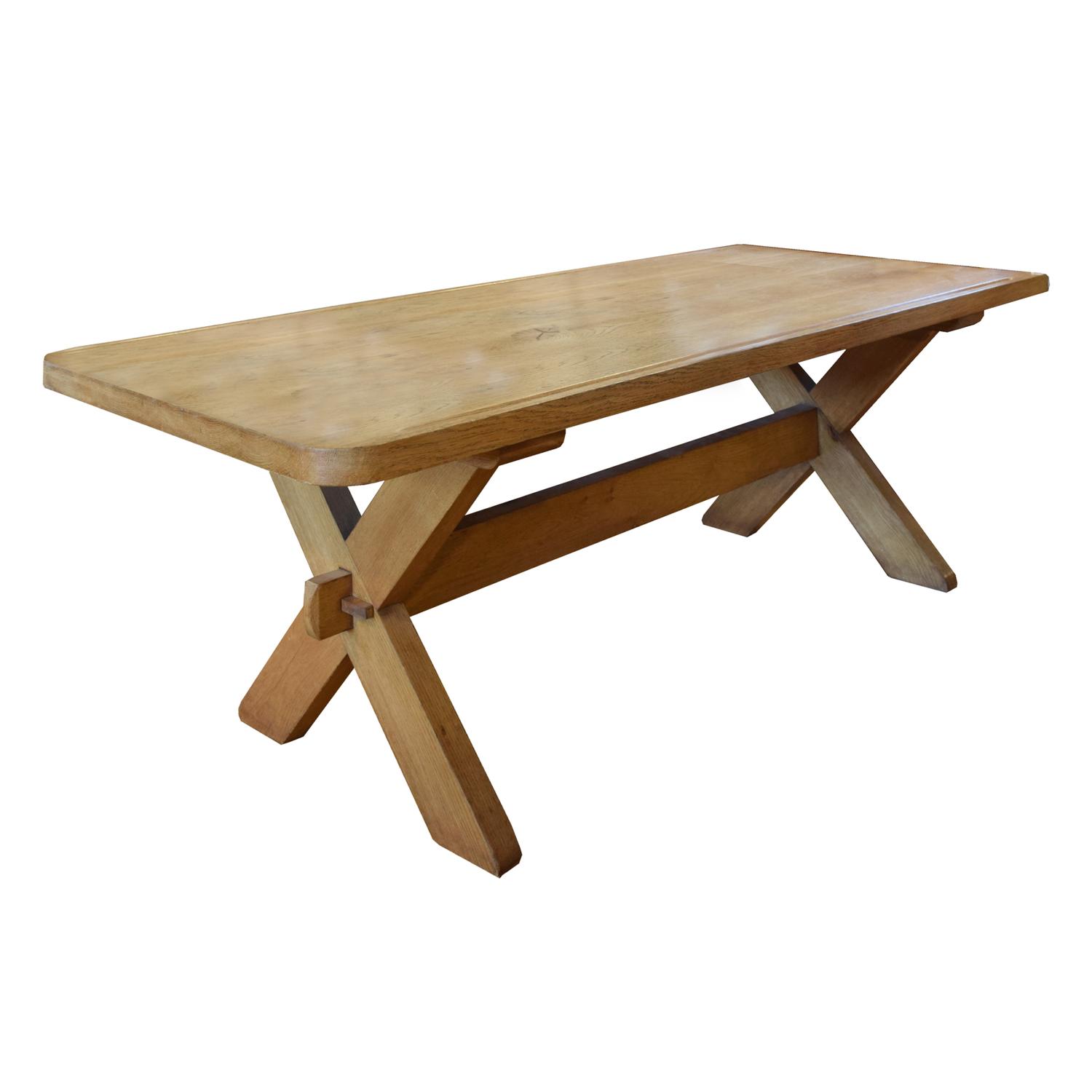 A Mid-Century Trestle Table/Desk 75" W x 35 "D x 28 "H — France, Mid-20th Century