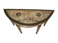 A Pair of Venetian Painted Demilune Console Tables