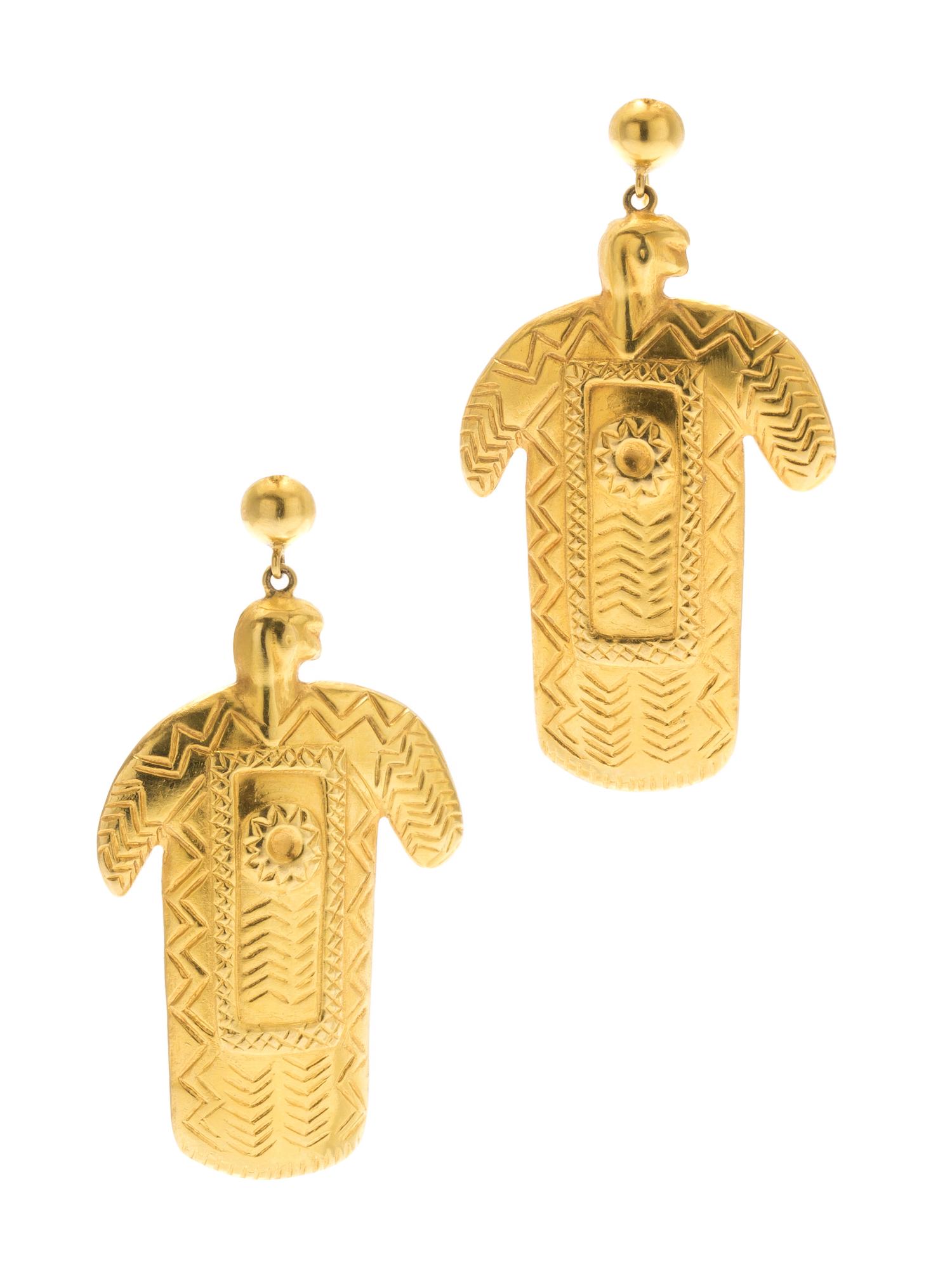 A Pair of 18 Karat Yellow Gold Earrings, Lalaounis, 6.30 dwts.