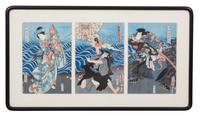 A Group of Five Japanese Woodblock Prints Largest dimensions 14 x 9 1/4 inches.