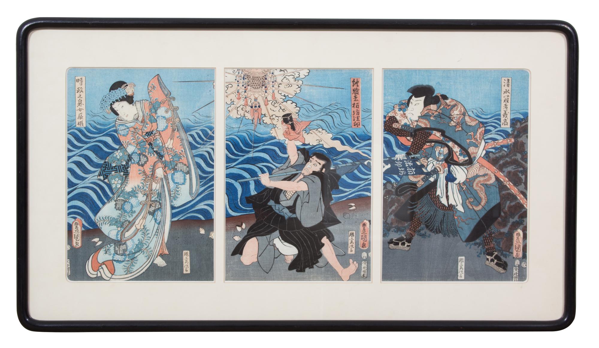 A Group of Five Japanese Woodblock Prints Largest dimensions 14 x 9 1/4 inches.