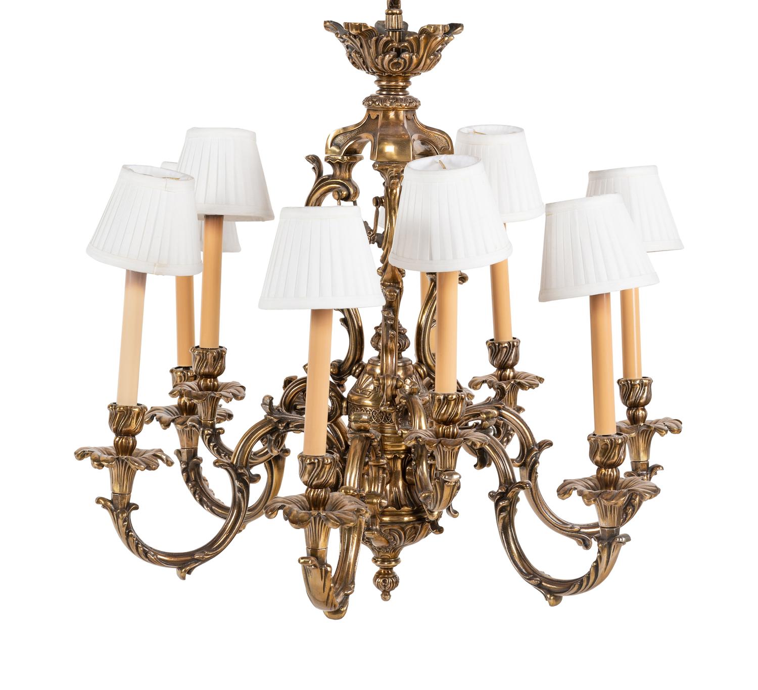A Louis XV Style Gilt Metal Nine-Light Chandelier