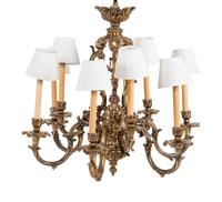 A Louis XV Style Gilt Metal Nine-Light Chandelier