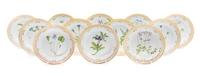 A Set of Twelve Royal Copenhagen Flora Danica Salad Plates Diameter 7 1/2 inches. — CIRCA 1985-1991
