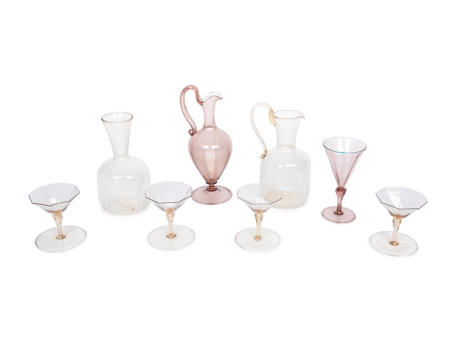 A Venetian Blown Glass Drink Service
