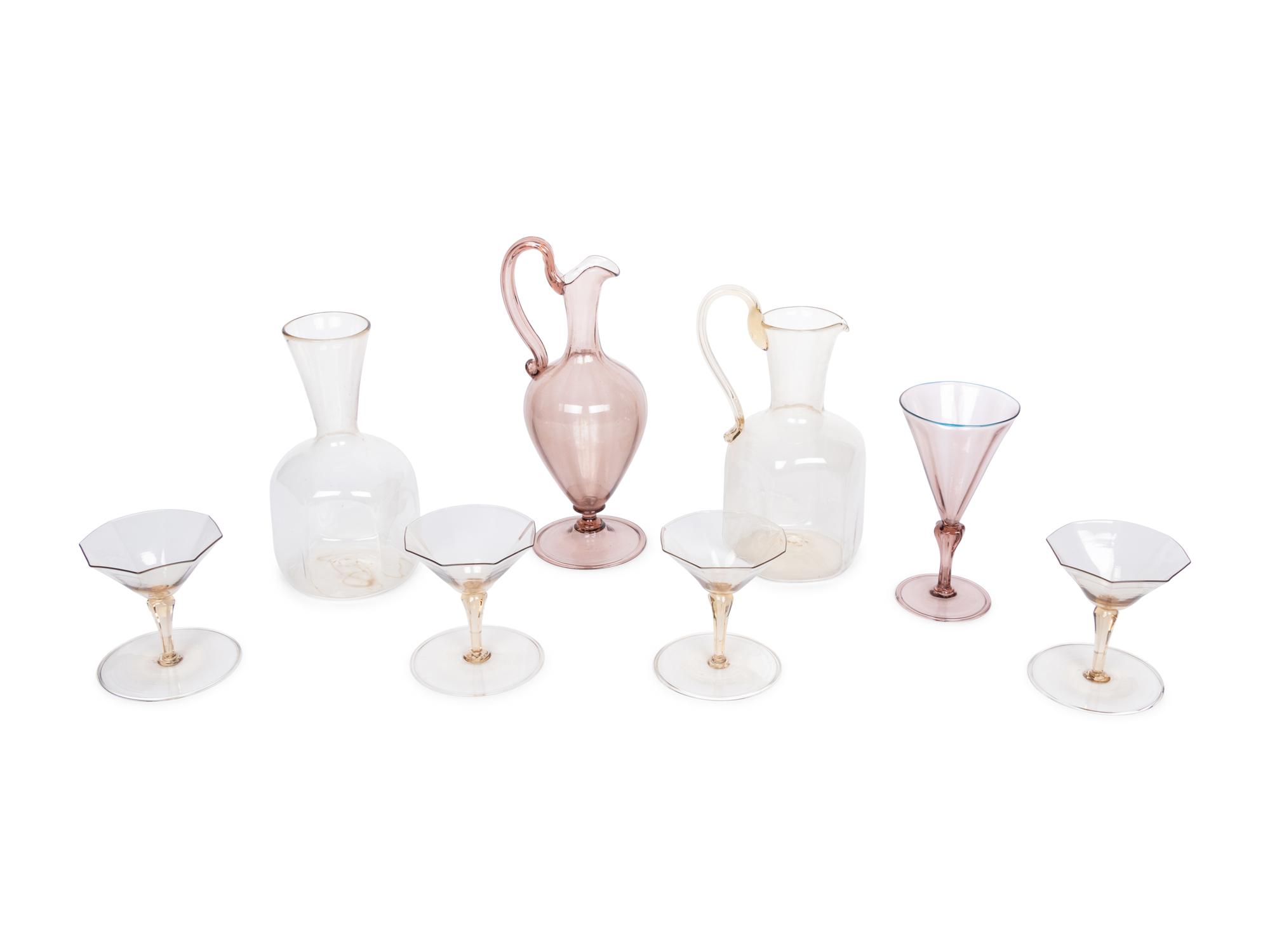 A Venetian Blown Glass Drink Service