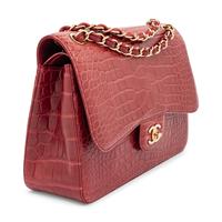 Chanel, Jumbo Classic Double Flap Bag in Burgundy Alligator