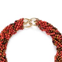 CORAL AND TIGER'S EYE TORSADE NECKLACE