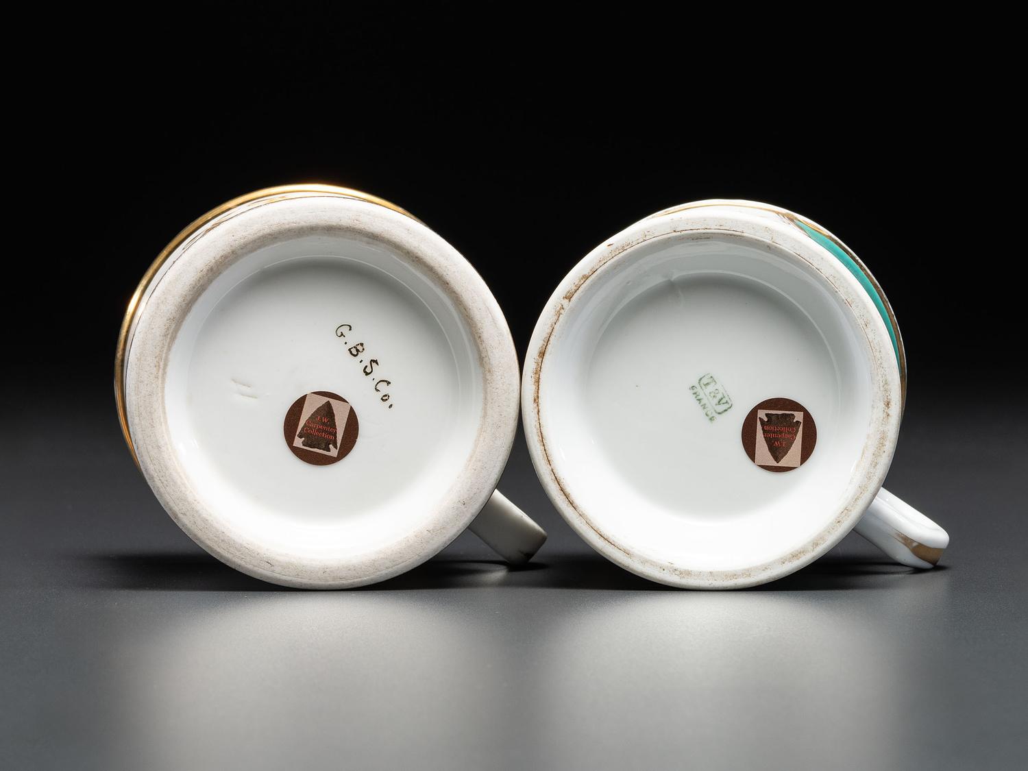 Two Porcelain Shaving Mugs of Recreational Interest