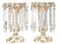 A Pair of Bohemian Girandoles Height 12 inches.
