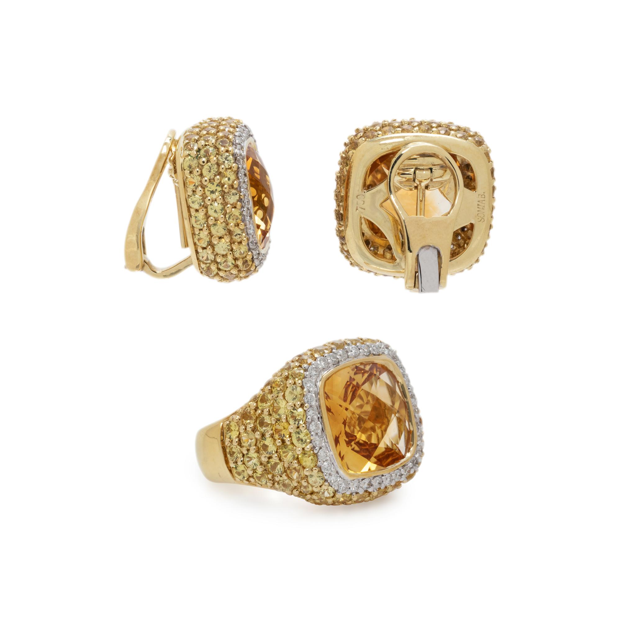 SONIA B., CITRINE, DIAMOND AND YELLOW SAPPHIRE SET