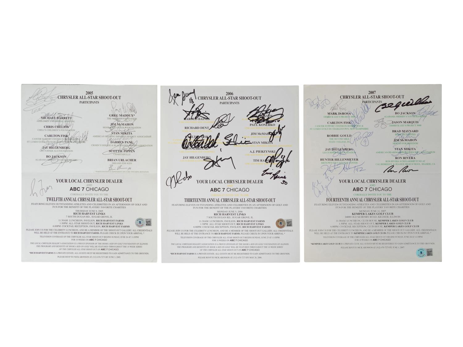 A Group of Three Chrysler All-Star Golf Shootout Signed Autograph Invitations Including Multiple Chicago Hall of Famers (Beckett Authentication Services BAS Certified),