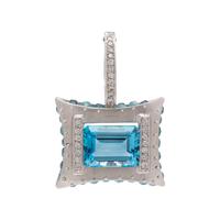 PLATINUM, BLUE TOPAZ AND DIAMOND PENDANT